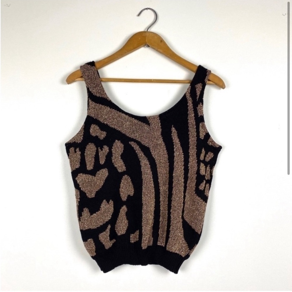 Vintage Black and Golden Metallic Thread Sweater Tank